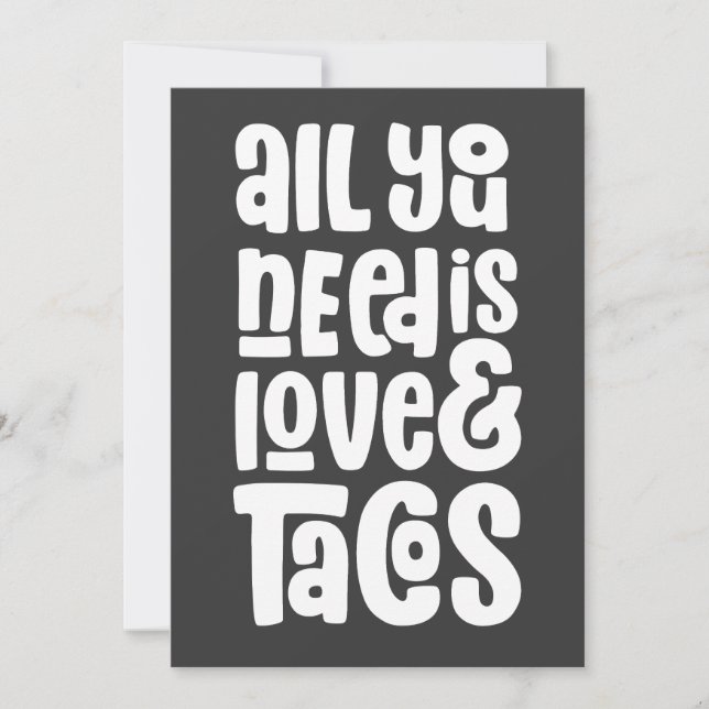 Invitación Todo lo que necesitas es amor y tacos (Anverso)