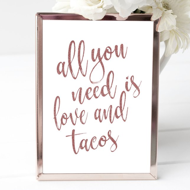 Invitación Todo lo que necesitas es amor y tacos rosa oro (Subido por el creador)