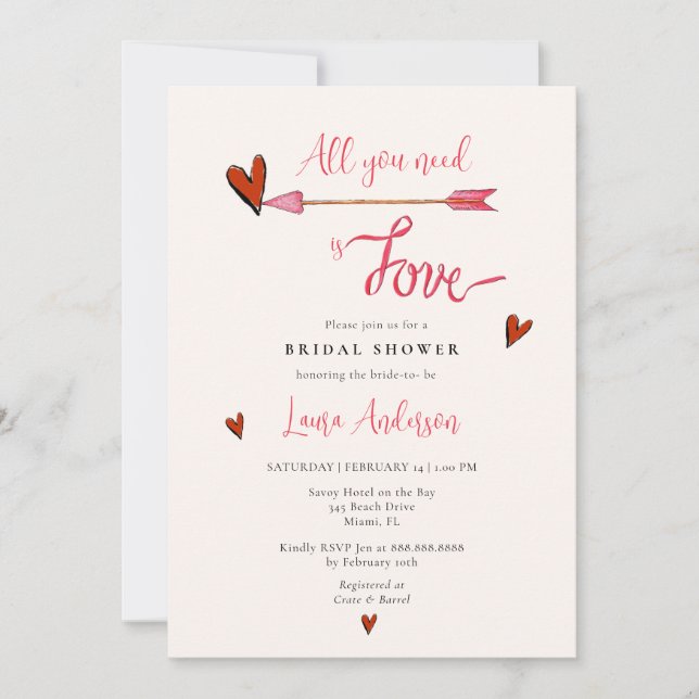 Invitación Todo lo que necesitas es una ducha de novias de Sa (Anverso)