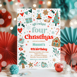 Invitación Todo lo que quiero cuatro Navidades Fiesta de cump
