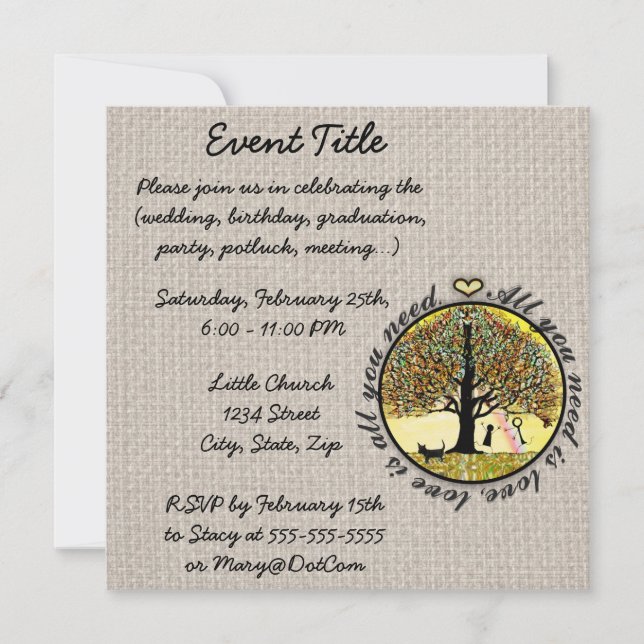 Invitación Todo lo que usted necesita es árbol de amor de la (Anverso)