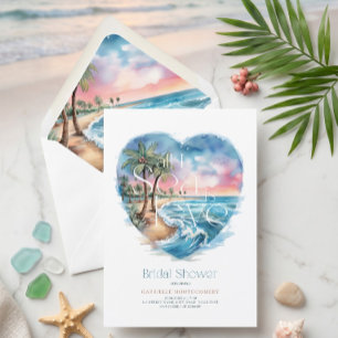 Invitación Todo lo que veo es amor acuarela mar desayuno de n