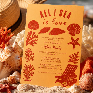Invitación Todo lo que veo es amor Arte costero boho coral