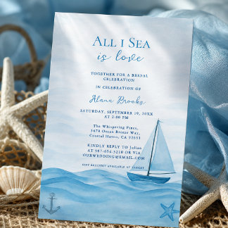 Invitación Todo lo que veo es amor Arte de velero azul coster