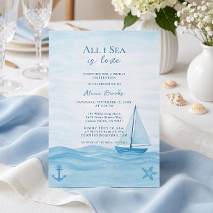 Invitación Todo lo que veo es amor Arte de velero azul coster