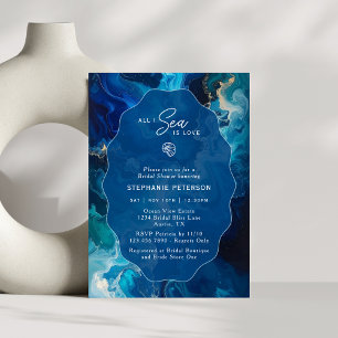 Invitación Todo lo que veo es amor Bridal Shower Azul Costero