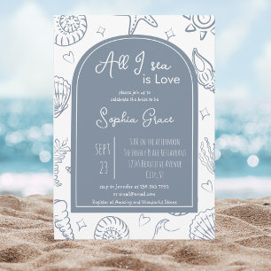 Invitación Todo lo que veo es amor Polvo Azul Conchas Doodles