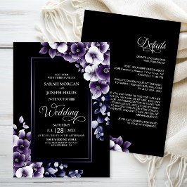 Invitación Todo moderno en un Boda morado floral