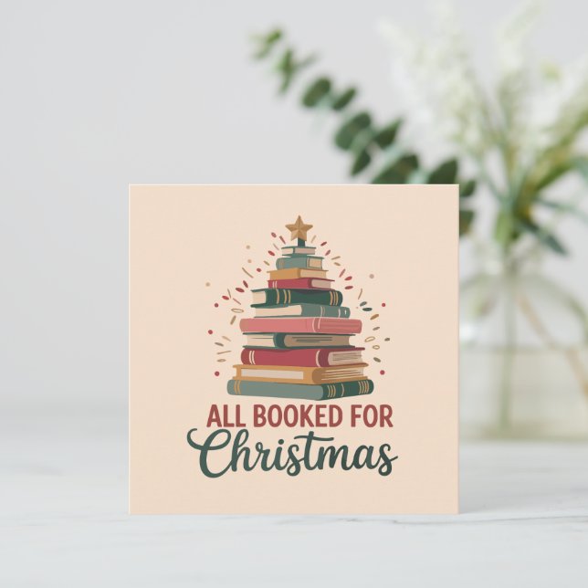 Invitación Todo reservado para el árbol de libros de Navidad  (Anverso de pie)