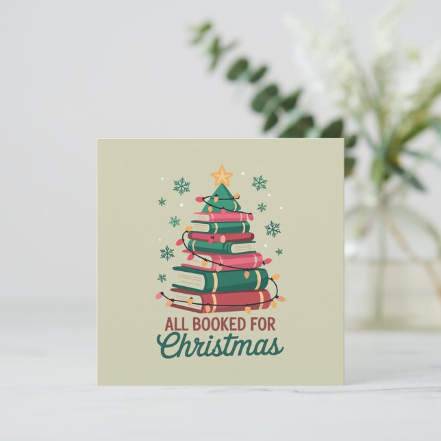 Invitación Todo Reservado Para Navidades Bibliotecario Lover  (Anverso de pie)