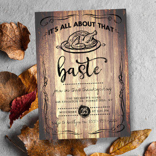 Invitación "Todo sobre esa baste" Acción de Gracias Rustica d