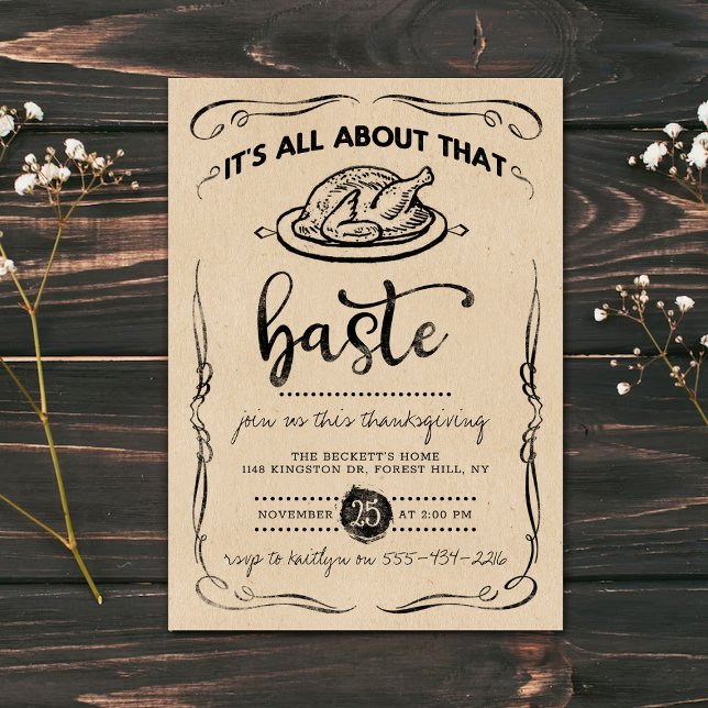Invitación "Todo Sobre Esa Baste" Rústico Kraft Acción de Gra (Subido por el creador)