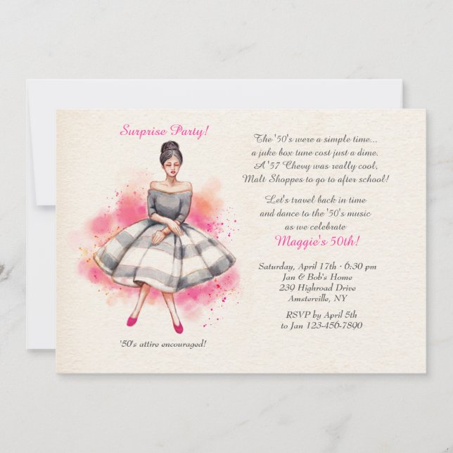 Invitación Todo vestido de rosa (Anverso)