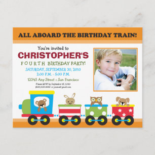 Invitación Todos a bordo del cumpleaños del muchacho del tren