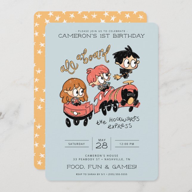 Invitación Todos a bordo del Hogwarts Express Birthday (Anverso / Reverso)