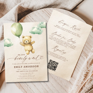 Invitación Todos en un Baby Shower verde de espera temprana