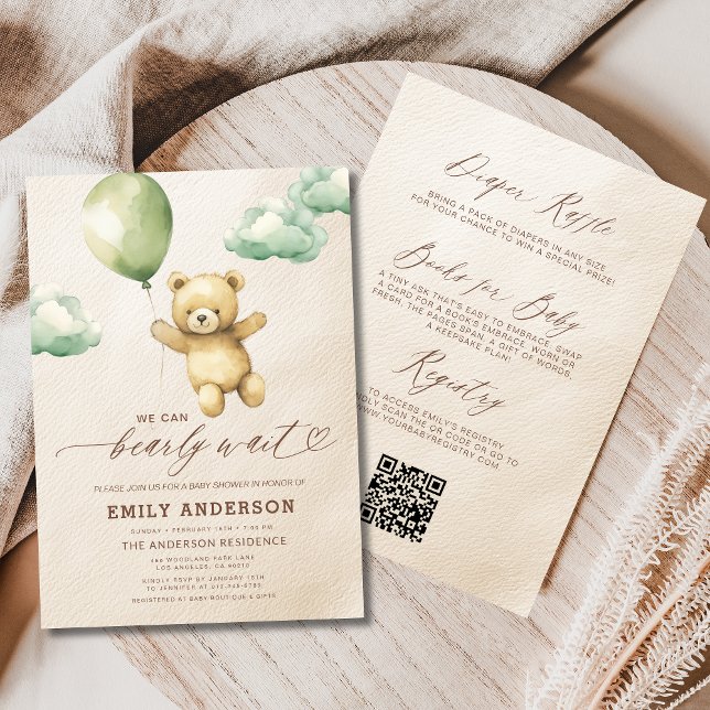 Invitación Todos en un Baby Shower verde de espera temprana (Subido por el creador)
