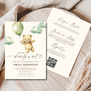 Invitación Todos en un Baby Shower verde de espera temprana