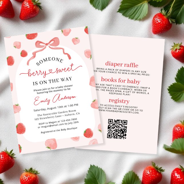 Invitación Todos en un Berry Sweet Croquette Bow Baby Shower (Subido por el creador)