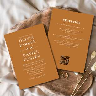 Invitación Todos en un Boda de código QR de cobre de Boho