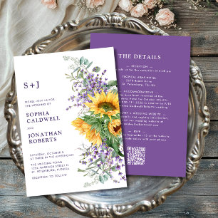 Invitación Todos en un Boda de girasol y lavanda