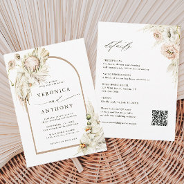 Invitación Todos En Un Boda De Grass Boho Protea Pampas