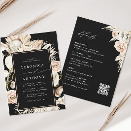 Invitación Todos En Un Boho Protea Pampas Boda Negro Grasa