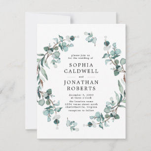 Invitación Todos en un código QR Eucalyptus Greenery Boda