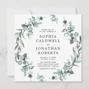 Invitación Todos en un código QR Eucalyptus Greenery Boda
