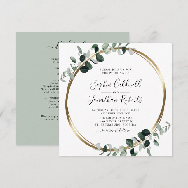 Invitación Todos en un Eucalipto Boda de la Plaza del Sabio B (Anverso / Reverso)