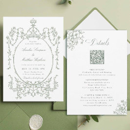 Invitación Todos en un marco floral Boda verde