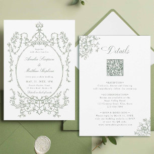 Invitación Todos en un marco floral Boda verde