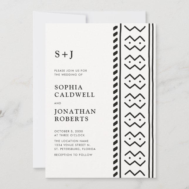 Invitación Todos en un moderno Boda de monograma boho (Anverso)