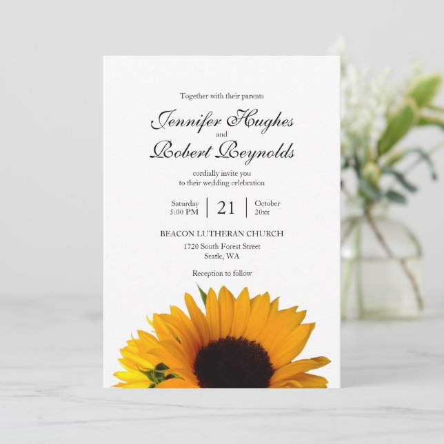Invitación Todos en un presupuesto Boda de girasol ruso (Anverso de pie)