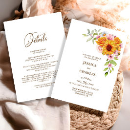 Invitación Todos en un Rosa de girasol Boda floral