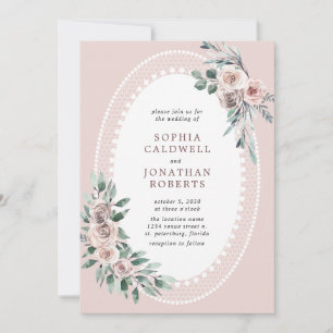 Invitación Todos en un Rosa polvoriento Boda Eucalyptus