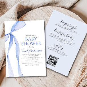Invitación Todos en un solo azul acuarela Bow Boy Baby Shower