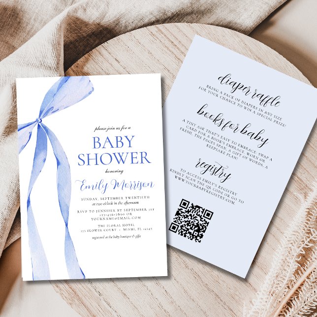 Invitación Todos en un solo azul acuarela Bow Boy Baby Shower (Subido por el creador)