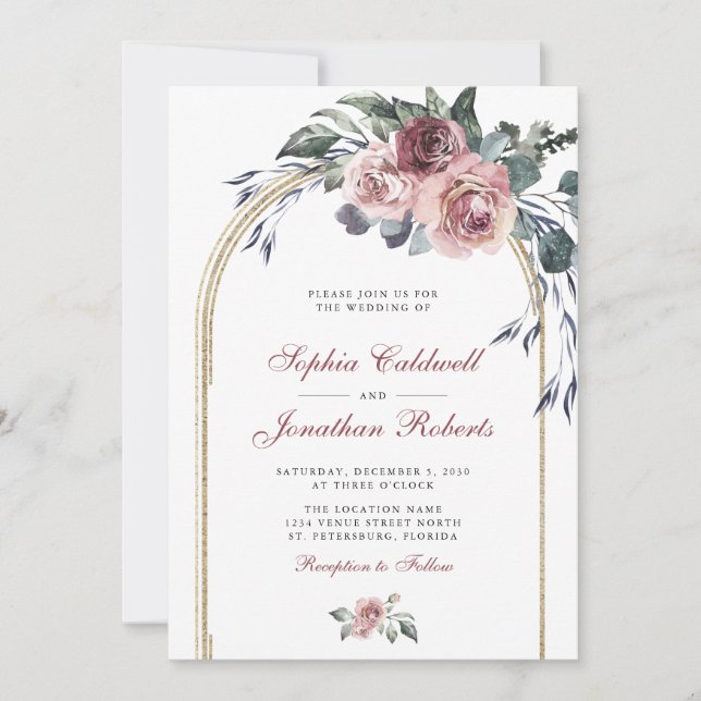 Invitación Todos en un solo Rosa de invierno Boda de Oro Euca (Anverso)