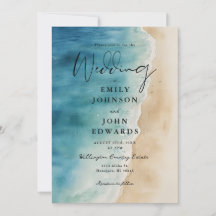 Todos En Una Boda Acuarela Blue Ocean Beach