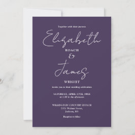 Invitación Todos En Una Boda Elegante Minimalista Púrpura