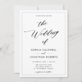 Invitación Todos en una caligrafía negra con Boda de borde