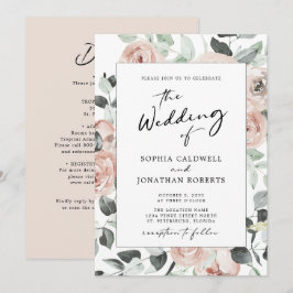 Invitación Todos en una caligrafía Polvoriento Rosa Boda flor