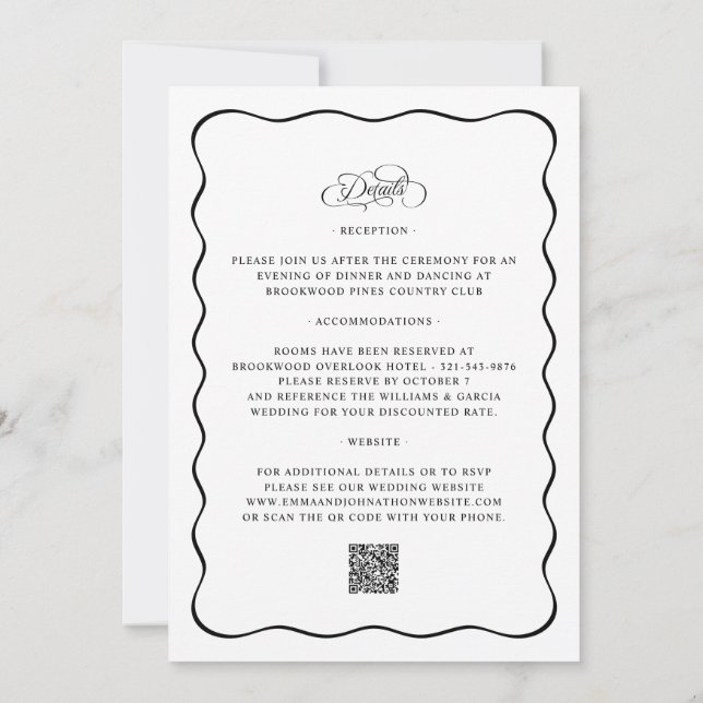 Invitación Todos en una elegante boda QR Caligrafía negra (Reverso)