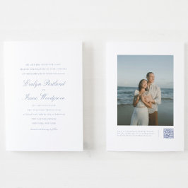 Invitación Todos en una foto Código QR Boda azul turbio