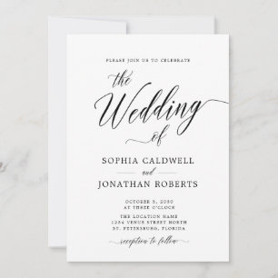 Invitación Todos en uno con detalles Boda de caligrafía moder