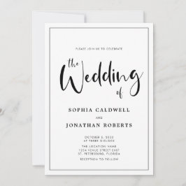 Invitación Todos en uno con detalles caligrafía Boda de borde