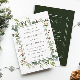 Invitación Todos En Uno De Los Navidades Botánicos Boda Verde