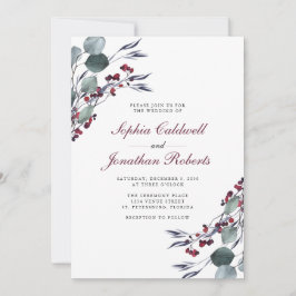 Invitación Todos en uno Eucalyptus Berries No hay Boda de cód