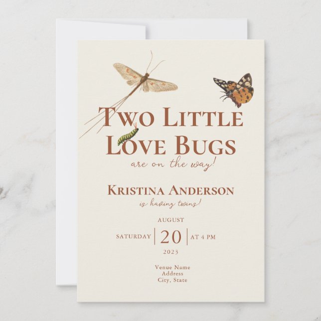 Invitación Todos en uno gemelos aman a los bugs Baby Shower (Anverso)